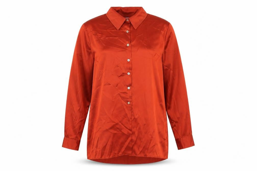 Mackays Red Polyester Basic Button-Up Size 16 Collared