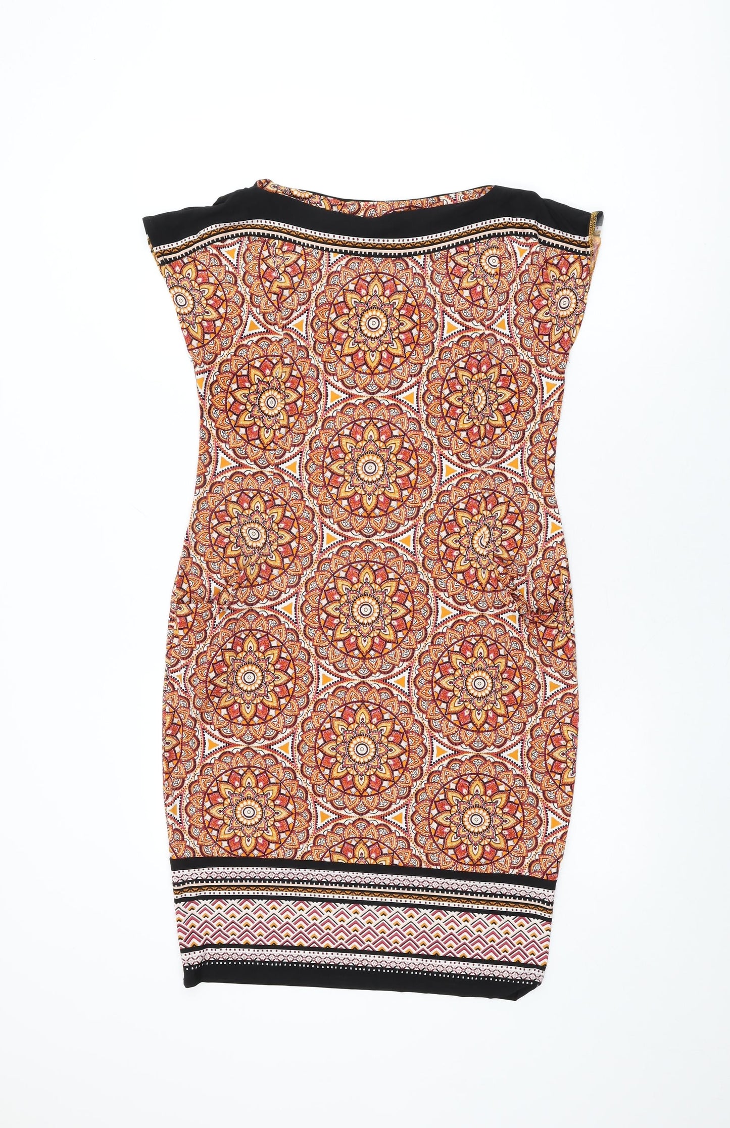 M&Co Womens Multicoloured Geometric Polyester Shift Size 10 Boat Neck Pullover