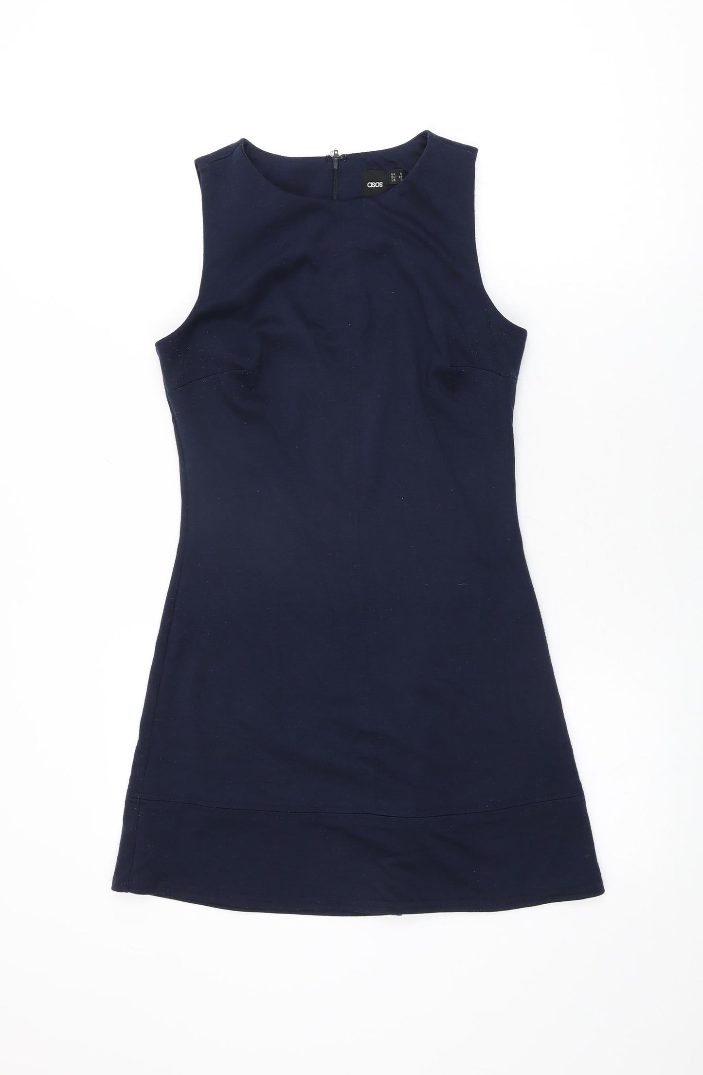 ASOS Womens Blue Viscose Mini Size 6 Round Neck Zip