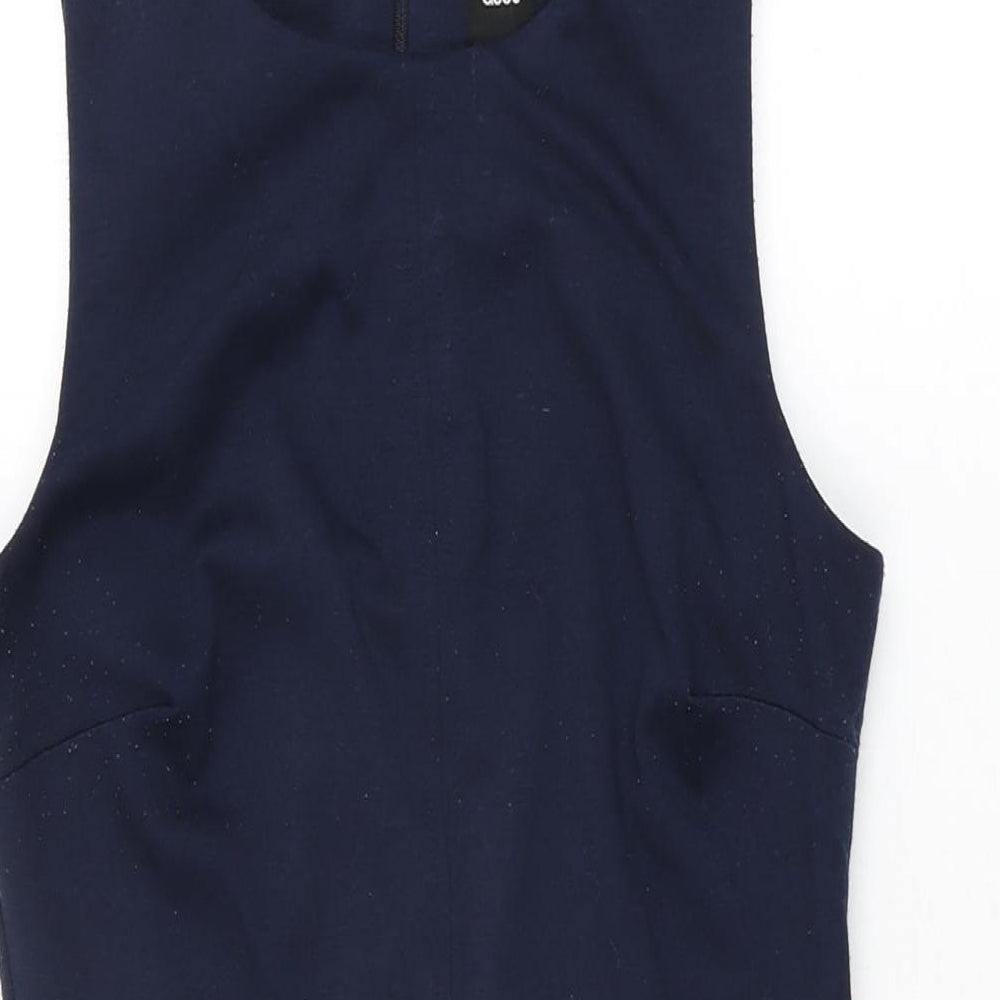 ASOS Womens Blue Viscose Mini Size 6 Round Neck Zip