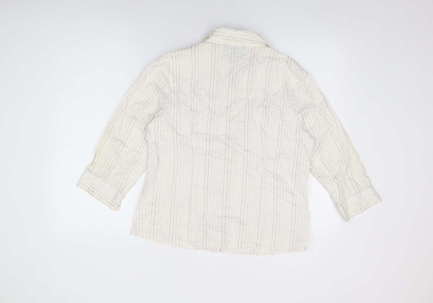 Just Elegance Womens White Striped Cotton Basic Button-Up Size 16 Collared