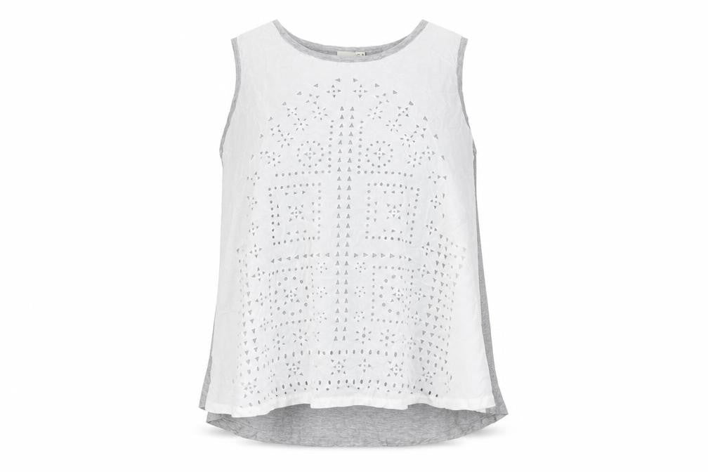 Front view of ASOS women’s grey polyester basic tank, size UK 14, round neck