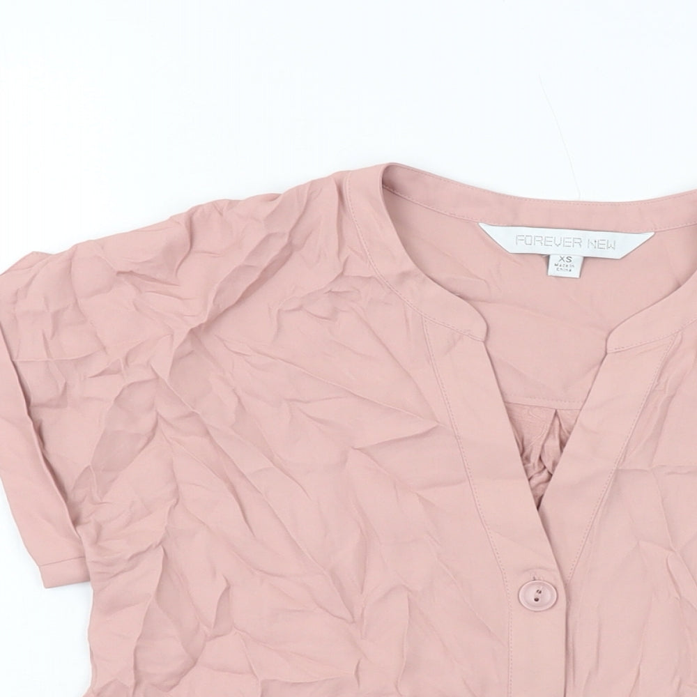 Forever New Womens Pink Polyester Basic Blouse Size XS V-Neck