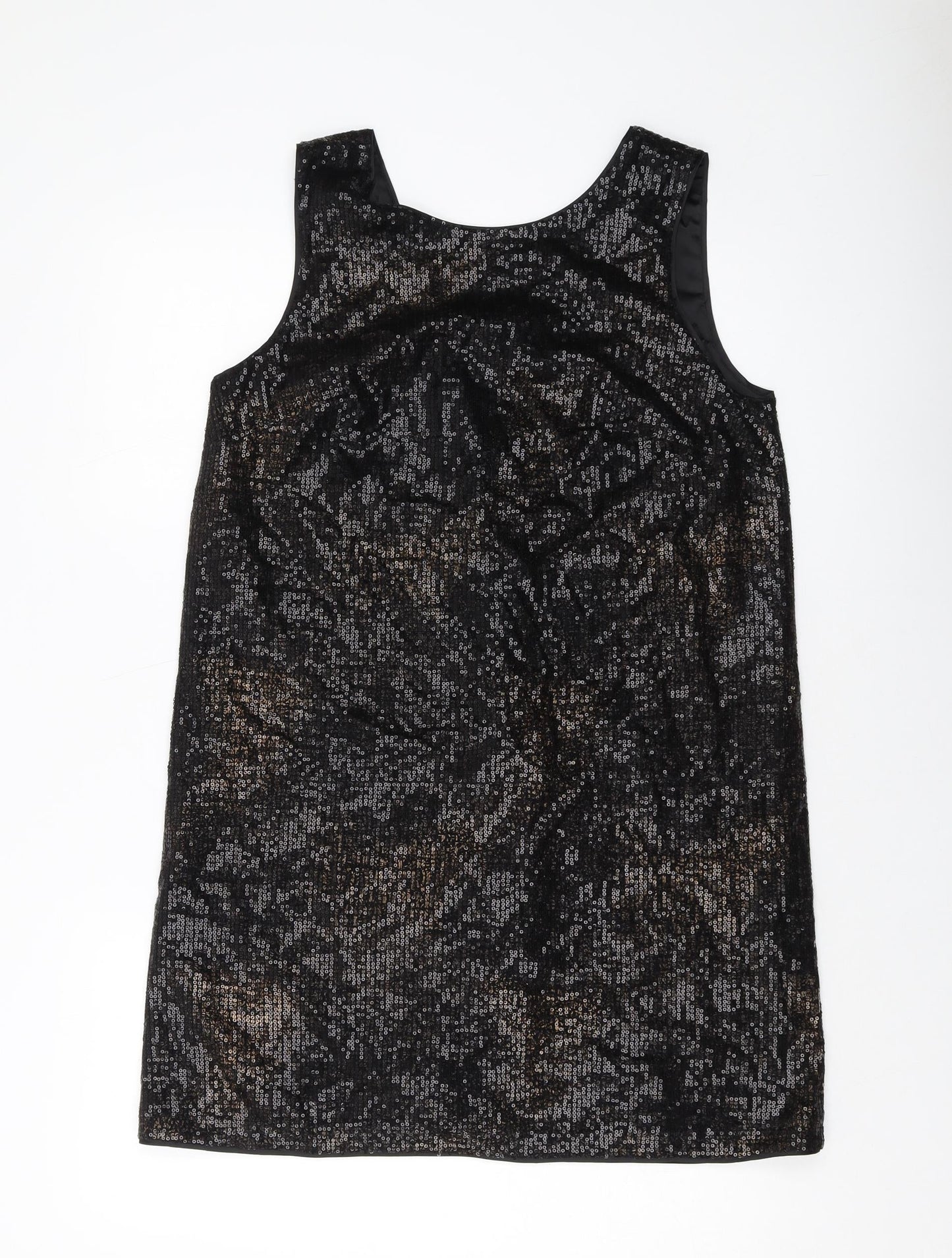 NEXT Womens Black Polyester Tank Dress Size 12 Round Neck Zip