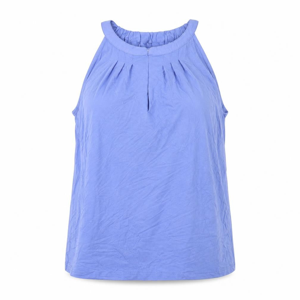 Marks and Spencer Womens Blue Viscose Basic Tank Size 14 Round Neck