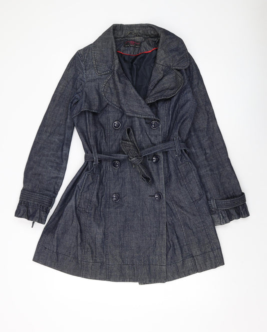 New Look Womens Blue Overcoat Coat Size 10 Button