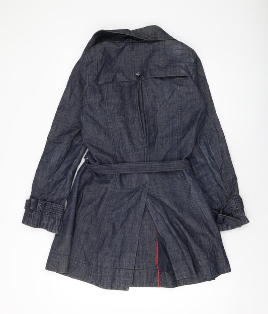 New Look Womens Blue Overcoat Coat Size 10 Button