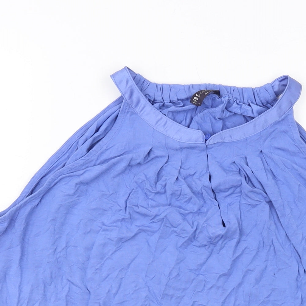 Marks and Spencer Womens Blue Viscose Basic Tank Size 18 Round Neck
