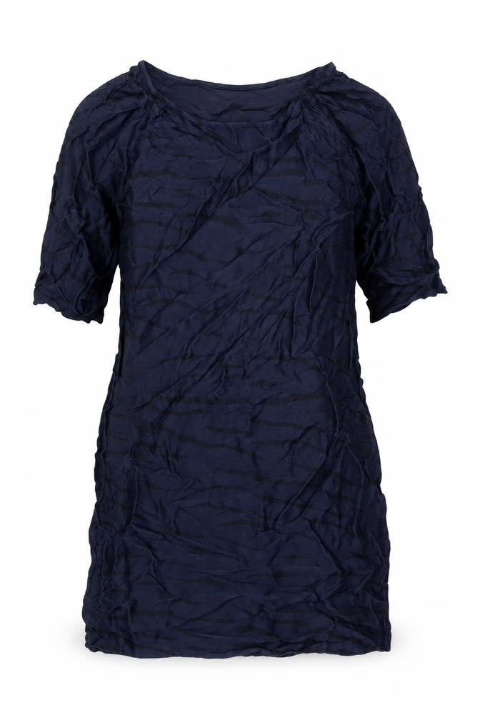 YAYA Womens Black Animal Print Viscose Tunic Blouse Size 6 Round Neck