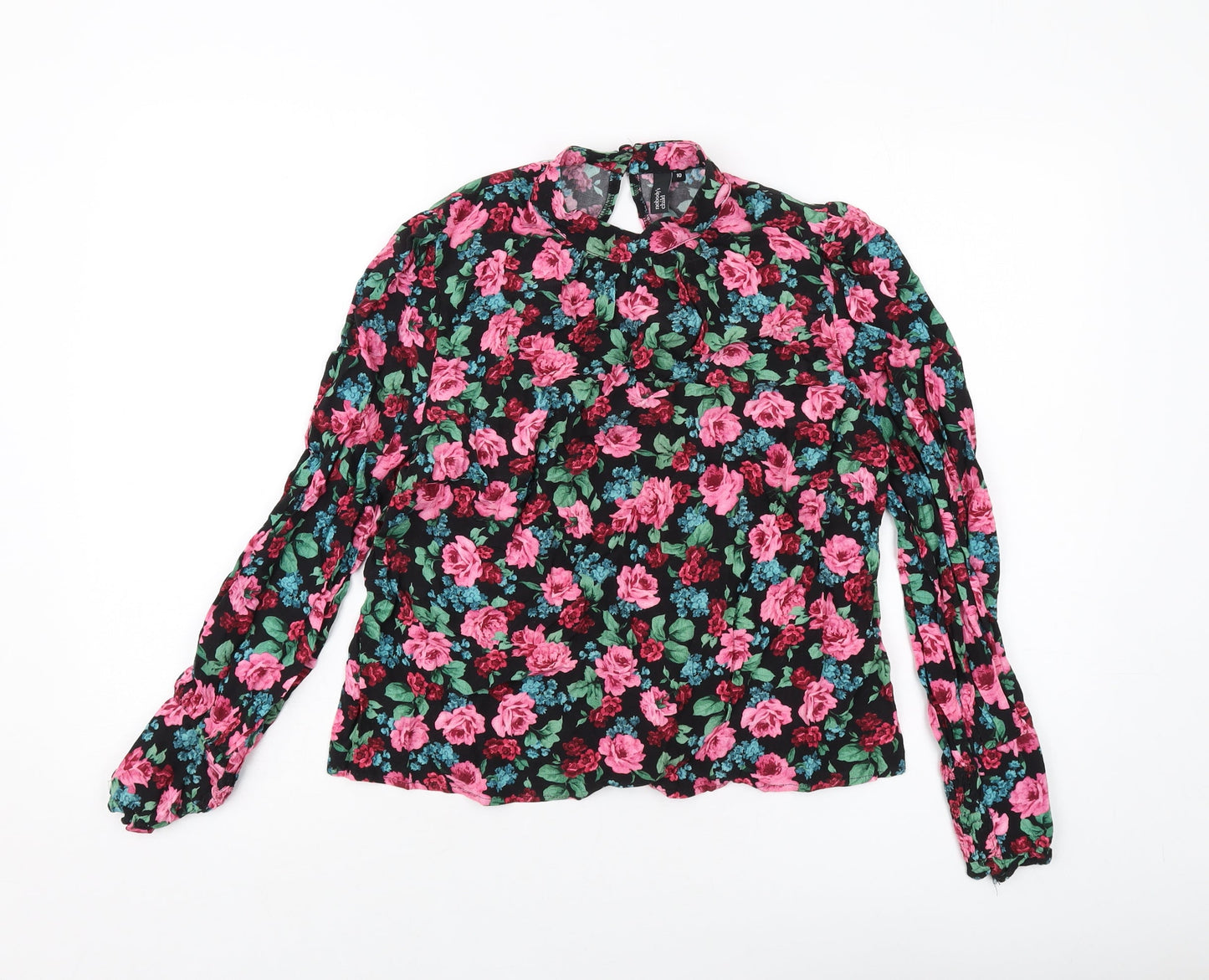 Nobody's Child Womens Multicoloured Floral Viscose Basic Blouse Size 10 Round Neck