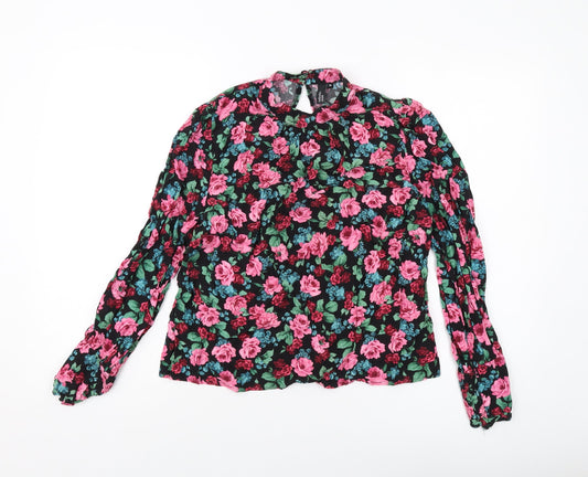 Nobody's Child Womens Multicoloured Floral Viscose Basic Blouse Size 10 Round Neck