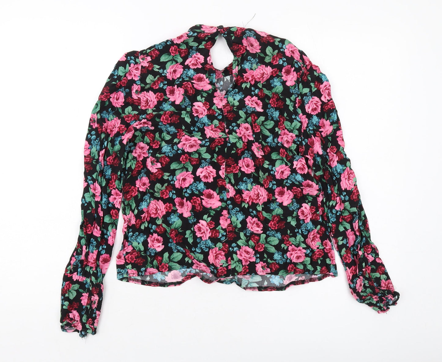 Nobody's Child Womens Multicoloured Floral Viscose Basic Blouse Size 10 Round Neck