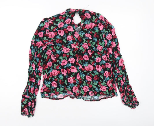 Nobody's Child Womens Multicoloured Floral Viscose Basic Blouse Size 10 Round Neck