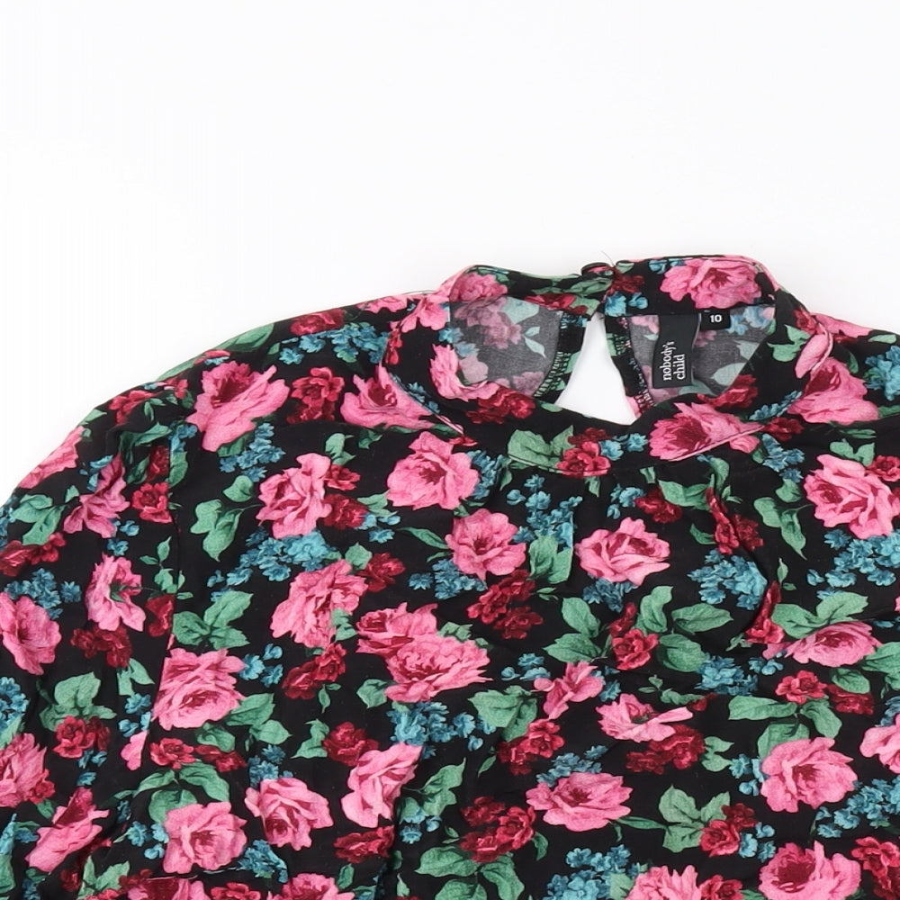 Nobody's Child Womens Multicoloured Floral Viscose Basic Blouse Size 10 Round Neck