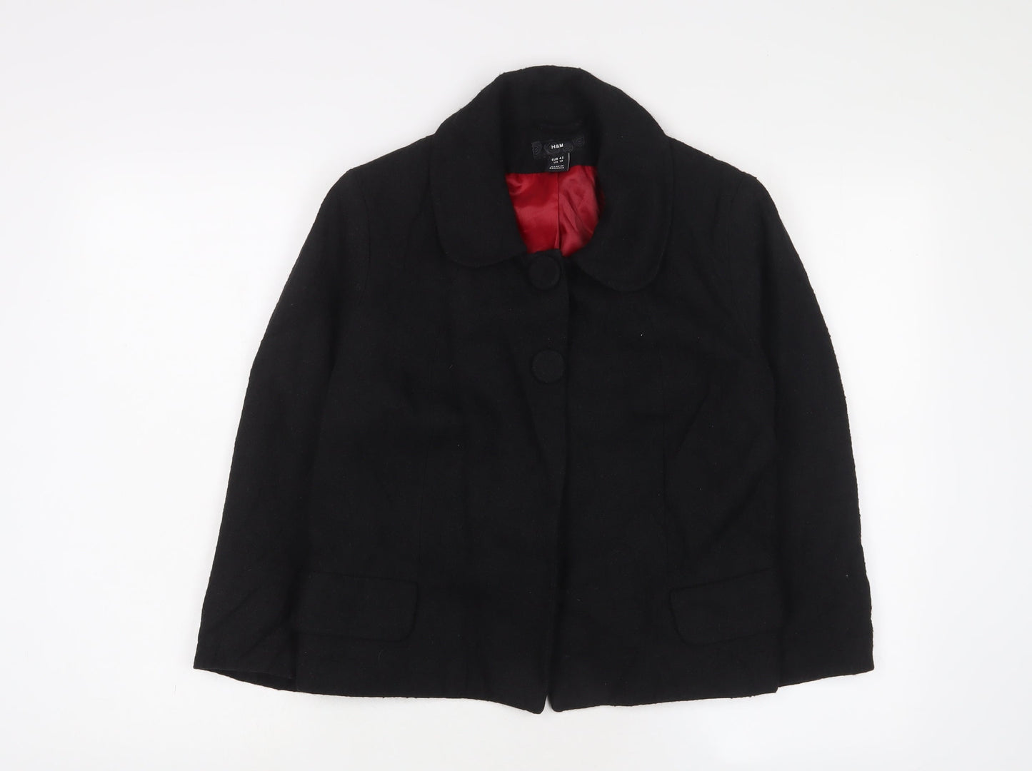 H&M Womens Black Jacket Size 14 Snap