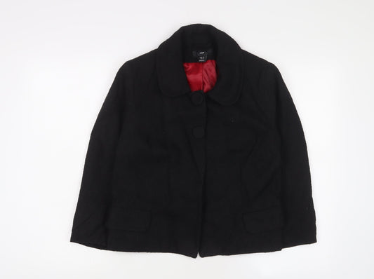 H&M Womens Black Jacket Size 14 Snap