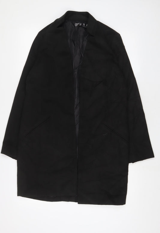 Marks and Spencer Womens Black Overcoat Coat Size 8 - Open