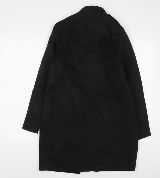 Marks and Spencer Womens Black Overcoat Coat Size 8 - Open
