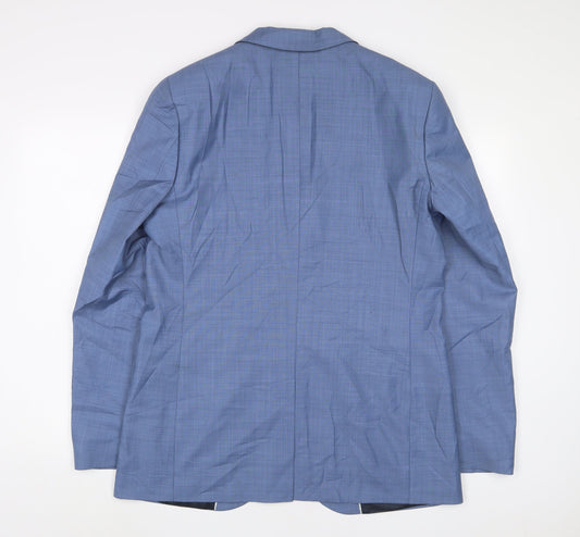 River Island Mens Blue Wool Jacket Suit Jacket Size 42 Regular