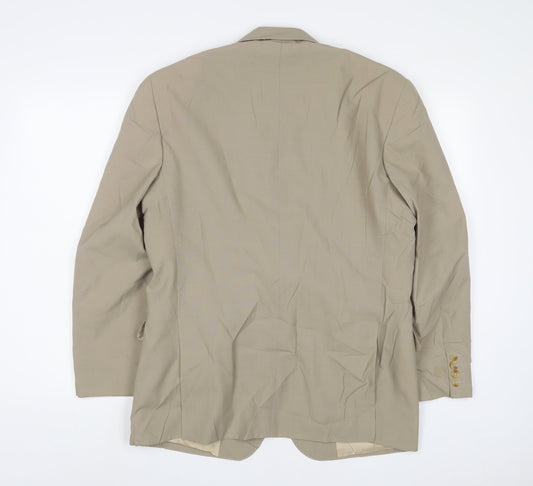 WHITE LOCKS Mens Beige Polyester Jacket Suit Jacket Size 40 Regular