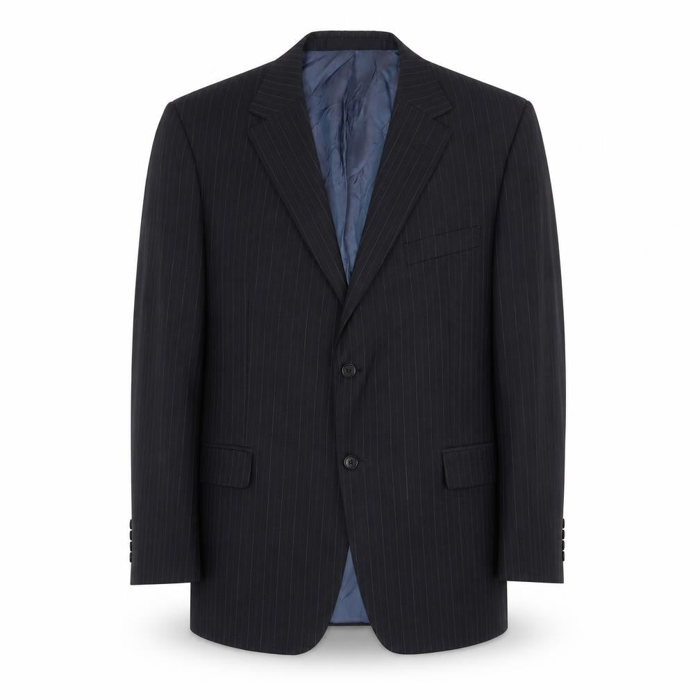 Marks & Spencer Mens Black Striped Wool Jacket Suit Jacket Size 44 Regular
