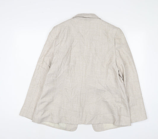 EWM Womens Beige Jacket Blazer Size 16 Button