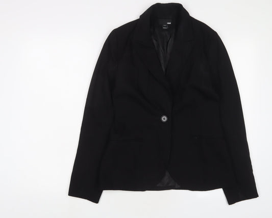 H&M Womens Black Jacket Blazer Size 10 Button