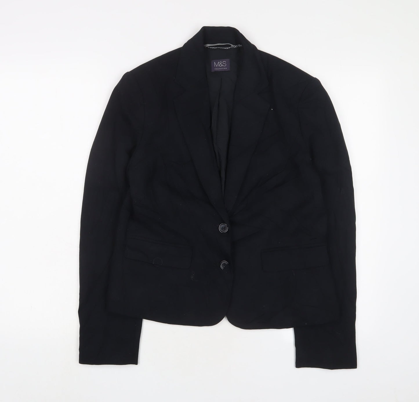 Marks and Spencer Womens Black Jacket Blazer Size 12 Button