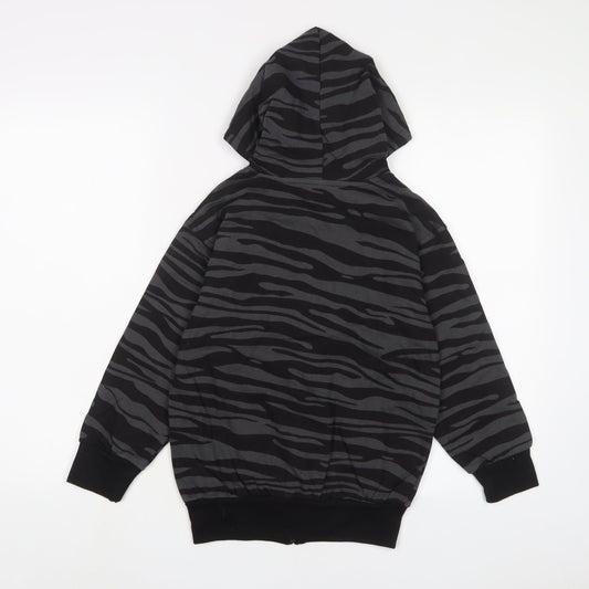 Bubble Boys Grey Animal Print Cotton Full Zip Hoodie Size 8 Years Zip