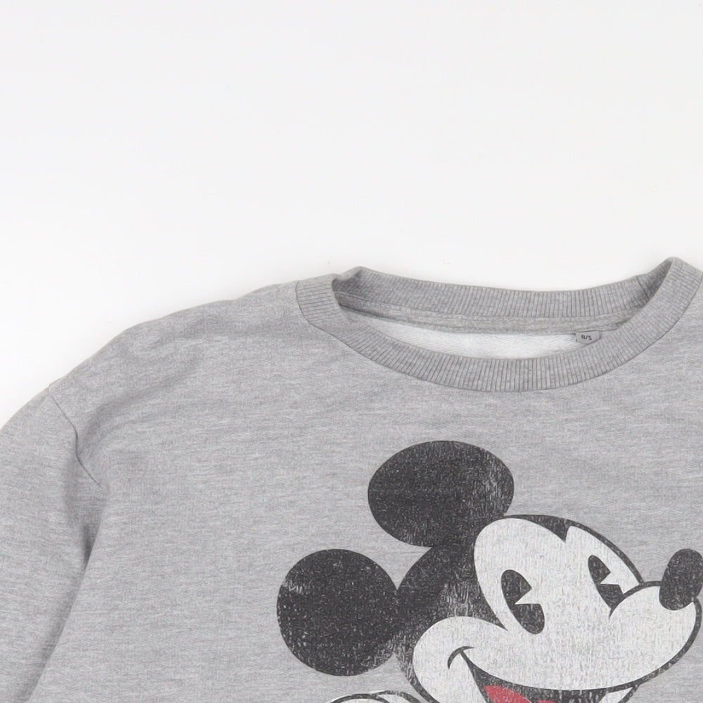 Mickey Mouse Womens Grey Cotton Pullover Sweatshirt Size 8 Pullover