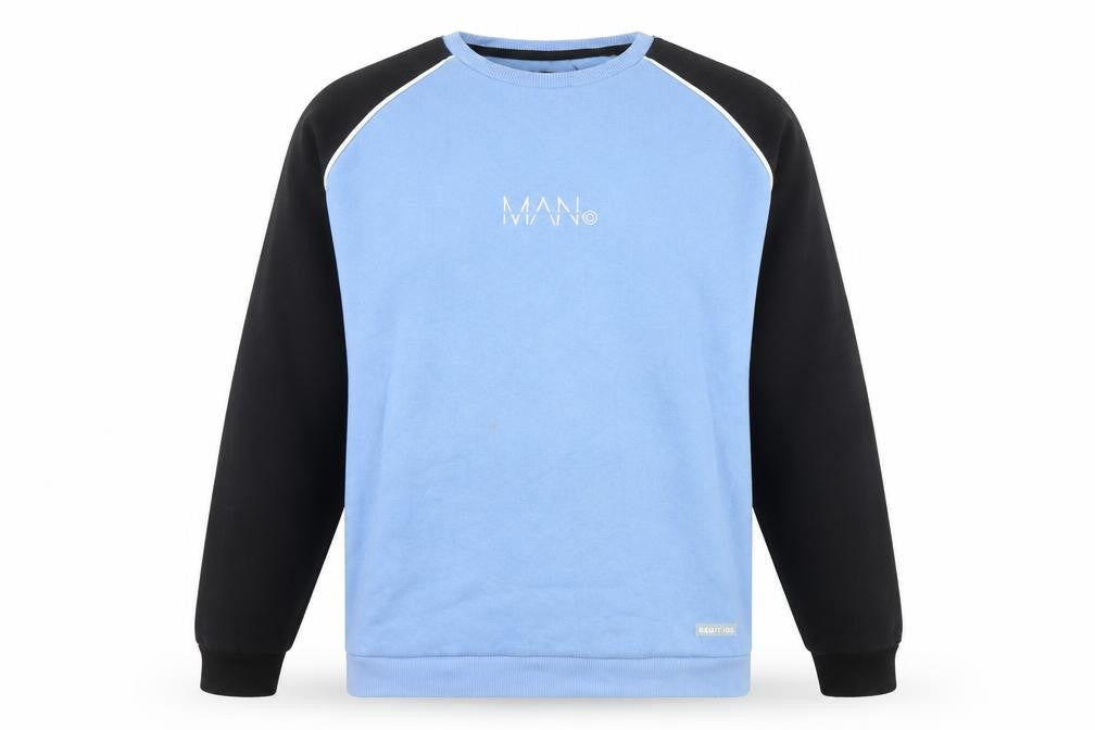 Front view of boohooMAN men’s multicoloured cotton pullover sweatshirt, size L