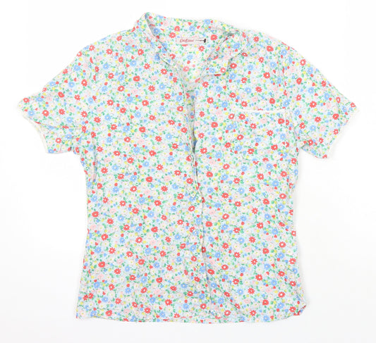 Cath Kidson Womens Multicoloured Floral 100% Cotton Basic Blouse Size XS Collared