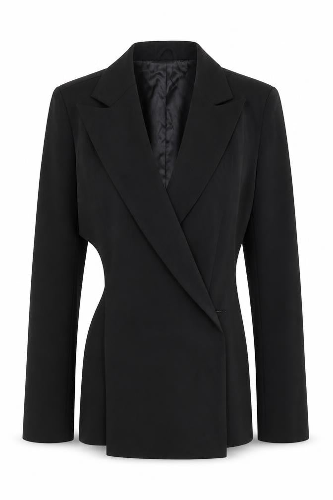 Misshap Womens Black Jacket Blazer Size 12 Button - Cross Front Structured Blazer