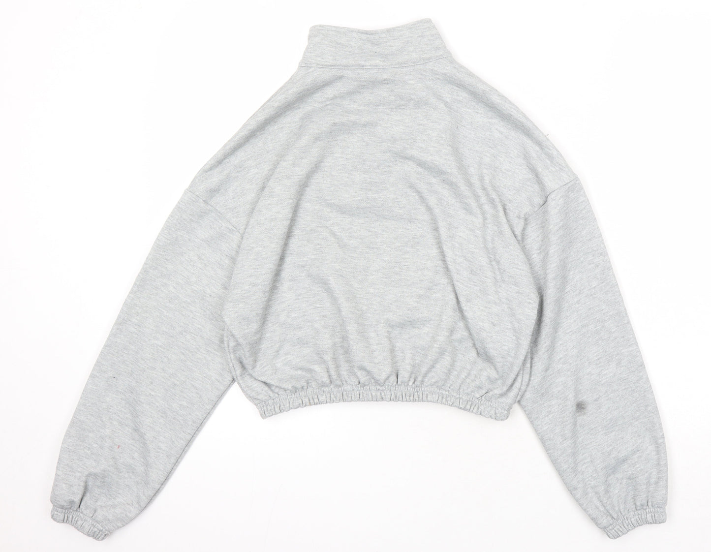 Zaful Womens Grey Cotton Pullover Sweatshirt Size 10 - Elasticated waist, Cropped