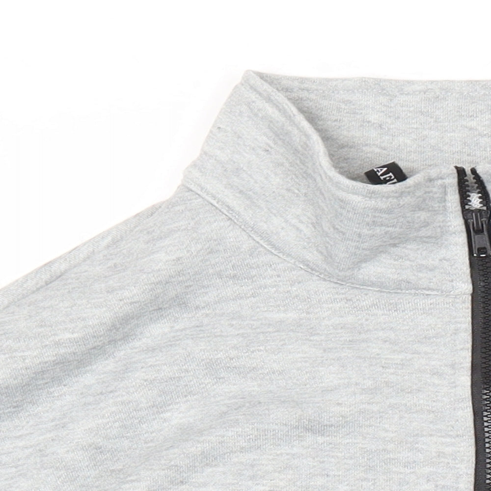 Zaful Womens Grey Cotton Pullover Sweatshirt Size 10 - Elasticated waist, Cropped
