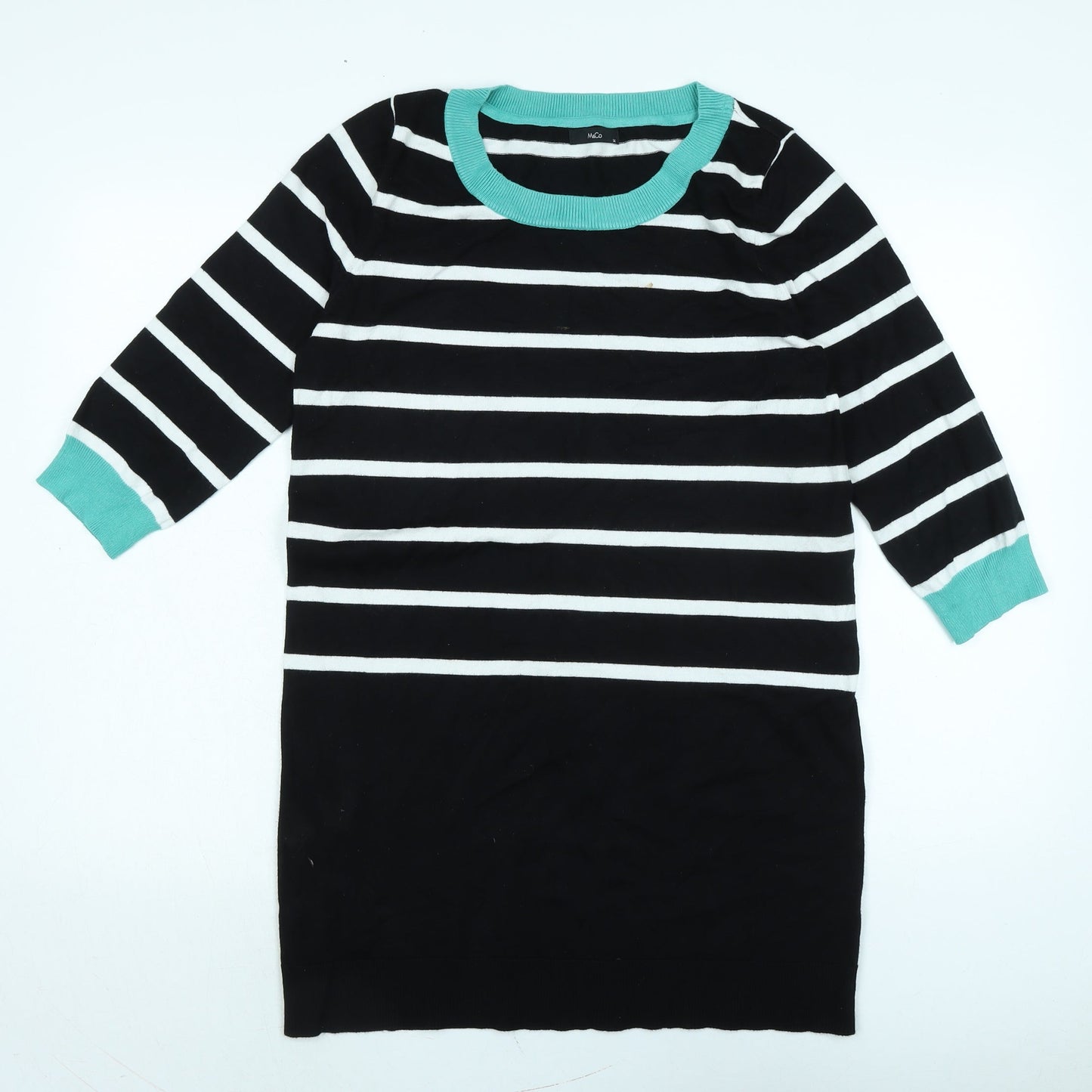 M&Co Womens Black Boat Neck Nylon Pullover Jumper Size 14