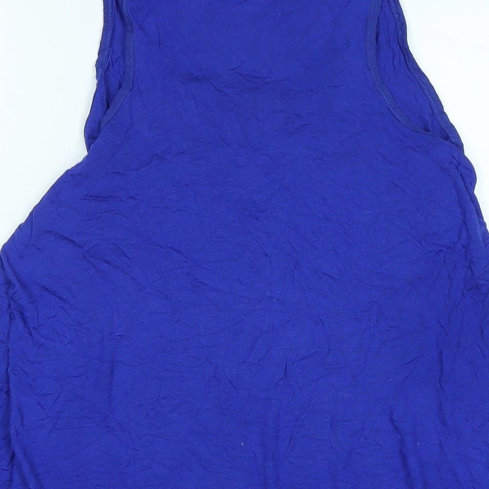 Marks and Spencer Womens Blue Viscose Basic Tank Size 16 Boat Neck