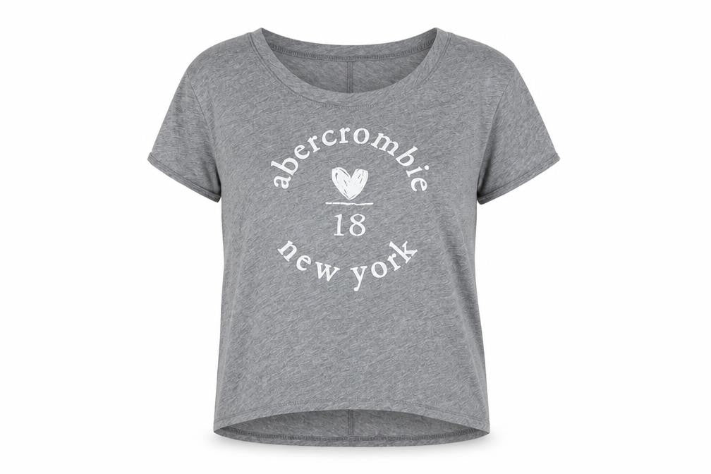 Abercrombie & Fitch Womens Grey Cotton Basic T-Shirt Size 10 Boat Neck