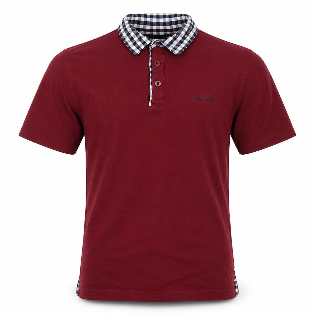 Pierre Carden Mens Red Cotton T-Shirt Size S Collared
