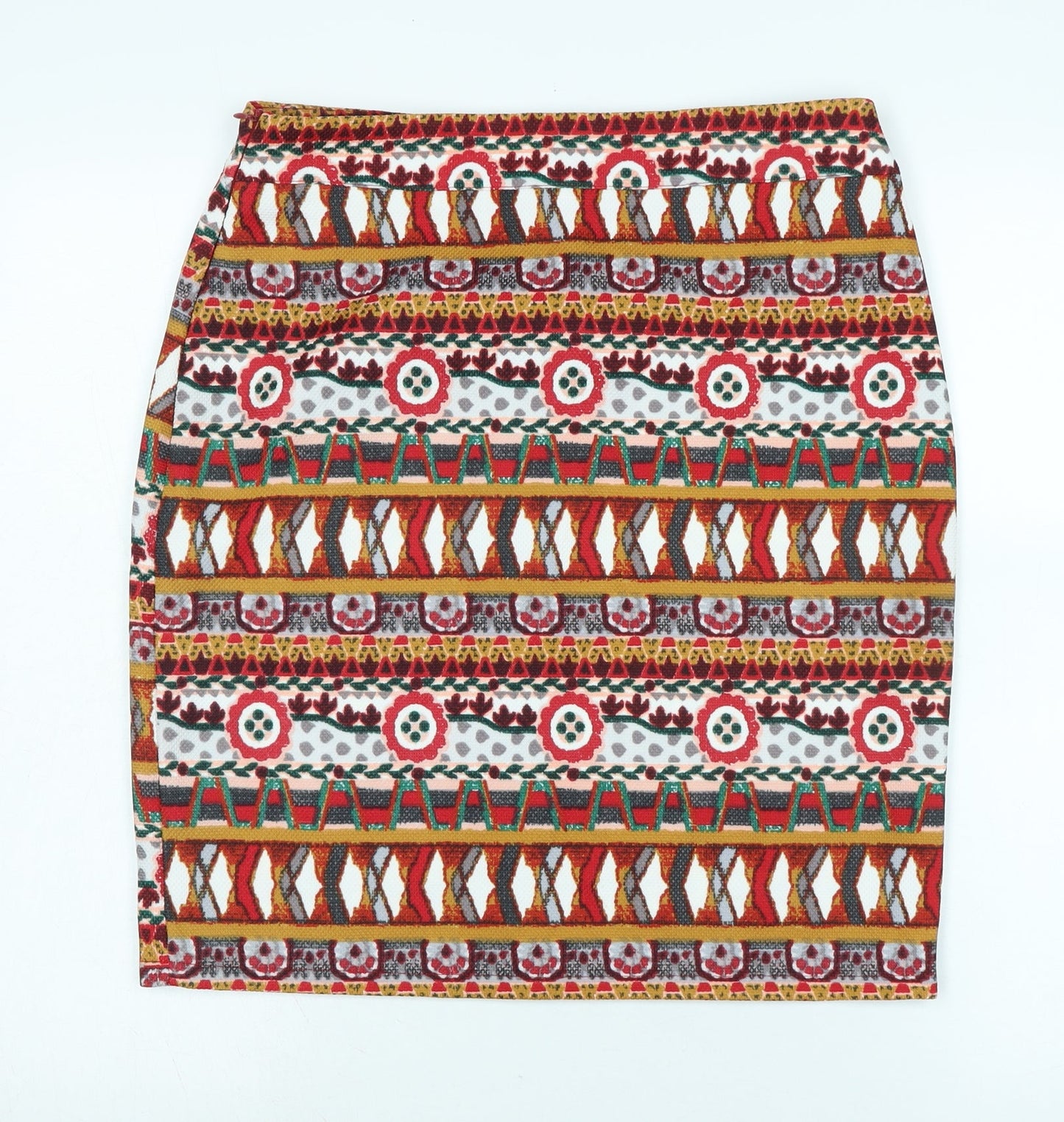 shelikes Womens Red Polyester A-Line Skirt Size 12 Zip