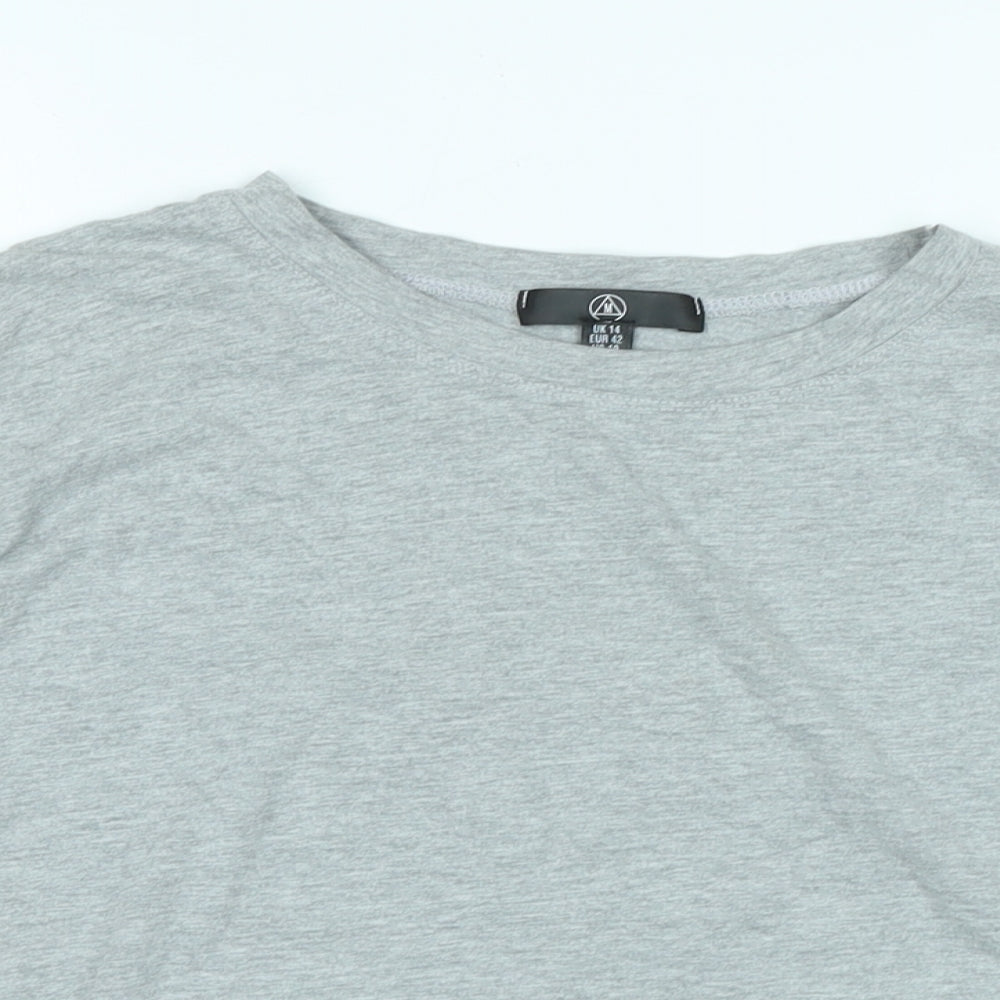 Missguided Womens Grey Cotton Cropped T-Shirt Size 14 Crew Neck
