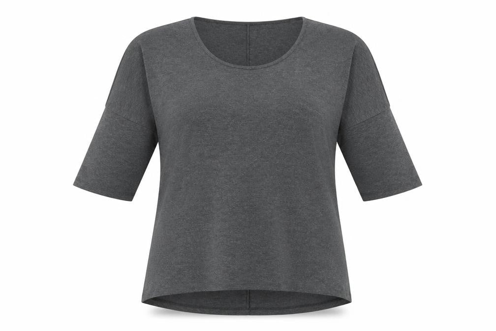 ORIGINAL ESSENTIALS Womens Grey Cotton Ringer T-Shirt Size 20 Boat Neck