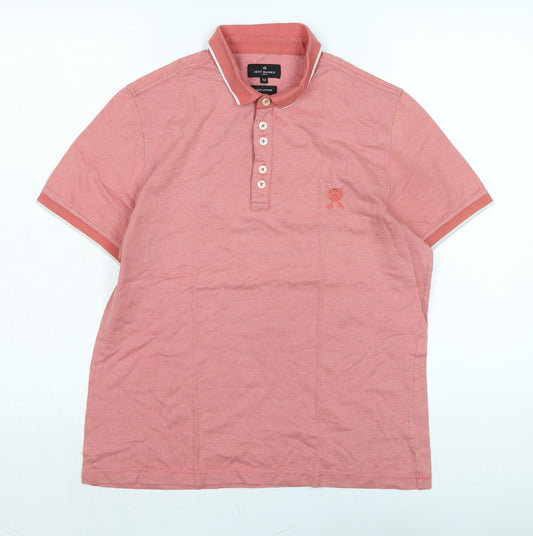 Jeffrey Banks Mens Pink Cotton T-Shirt Size M Collared