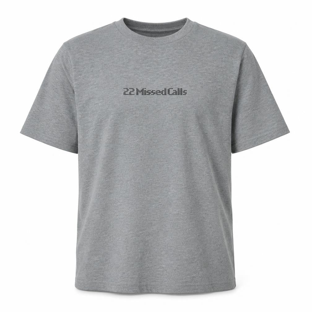 Front view of ASOS men’s grey cotton t-shirt, size M, crew neck
