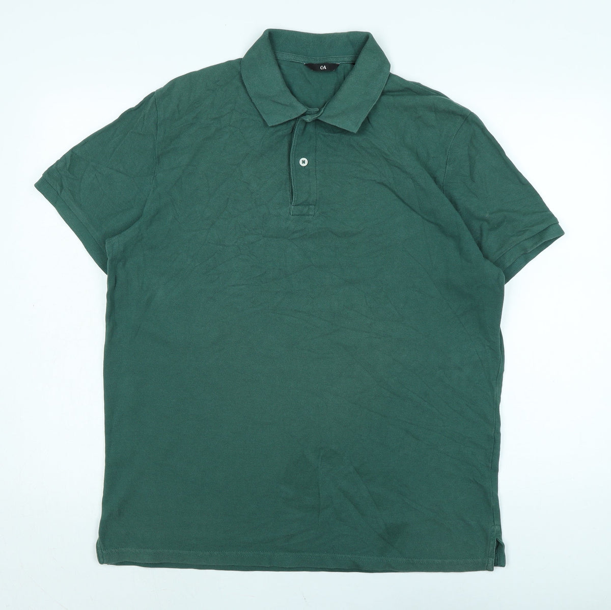 Additional front view of C&A men’s green cotton t-shirt, size L, collared