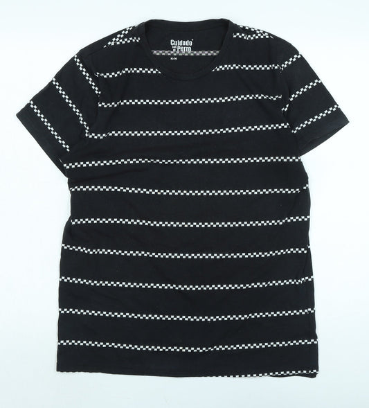 quidado con el pero Womens Black Cotton Basic T-Shirt Size M Crew Neck
