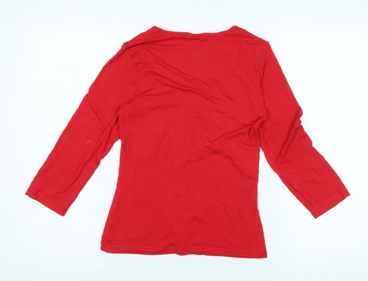 Lk. Bennet Womens Red Cotton Basic T-Shirt One Size Sweetheart