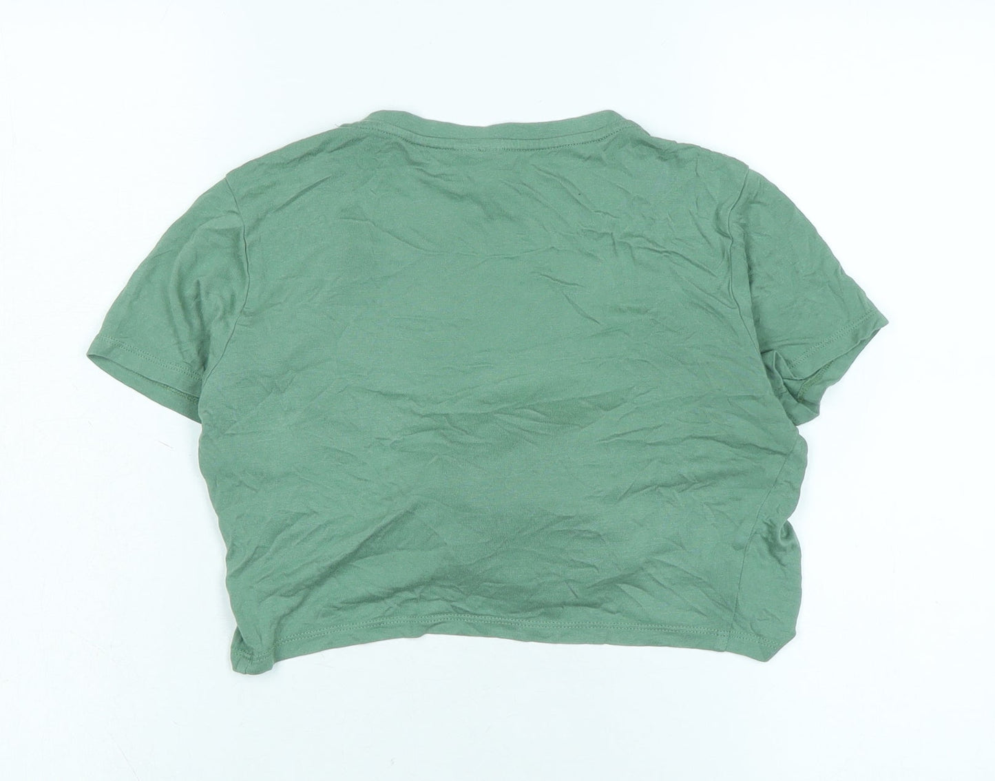 ASOS Womens Green Cotton Wrap T-Shirt Size 8 V-Neck