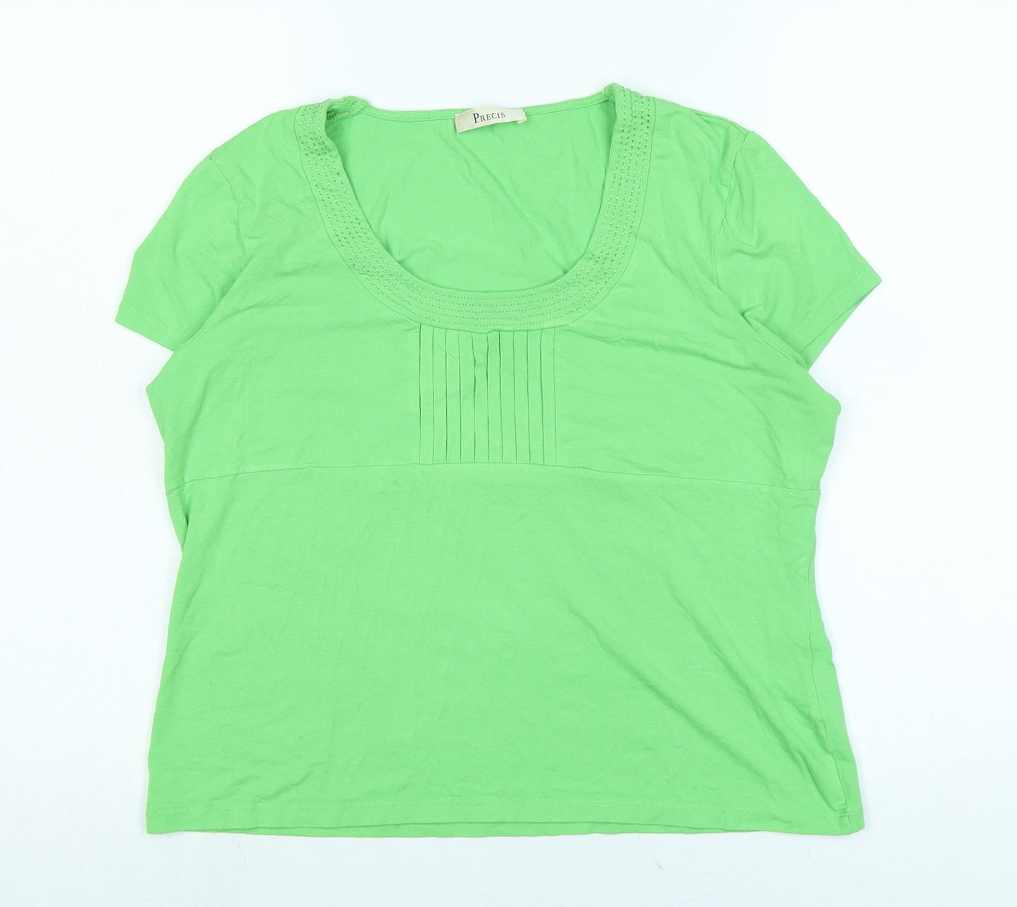 Precis Womens Green Viscose Basic T-Shirt Size L Scoop Neck