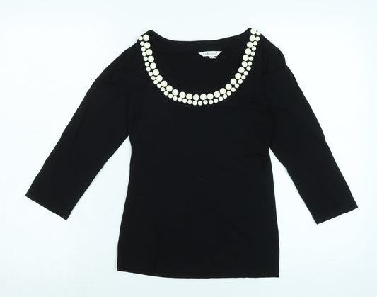 LK Bennet Womens Black Viscose Jersey T-Shirt Size XS Scoop Neck